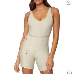 NWT WeWoreWhat scoop rib beige bodysuit